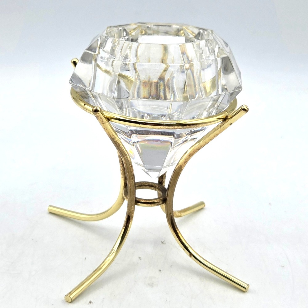 PartyLite‎ 24% Lead Crystal Diamond Shaped Solitaire Votive Candle Holder - Picture 1 of 6